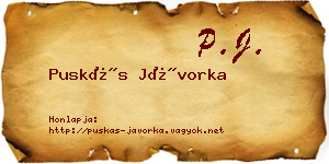 Puskás Jávorka névjegykártya